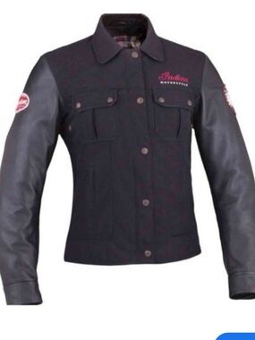 Indian Motorcycle Women’s Leather Sleeve Riding Jacket Black Size Small